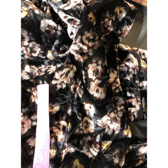 Sea New York Valerie Dress Floral Velvet Puff Sleeve V-Neck Back Tie Black 6 - Picture 10 of 12